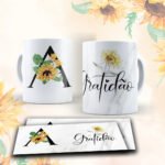 Arte digital para caneca kit alfabeto floral - kit com 50GB