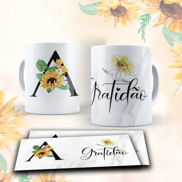 Arte digital para caneca kit alfabeto floral - kit com 50GB - Imagem 1