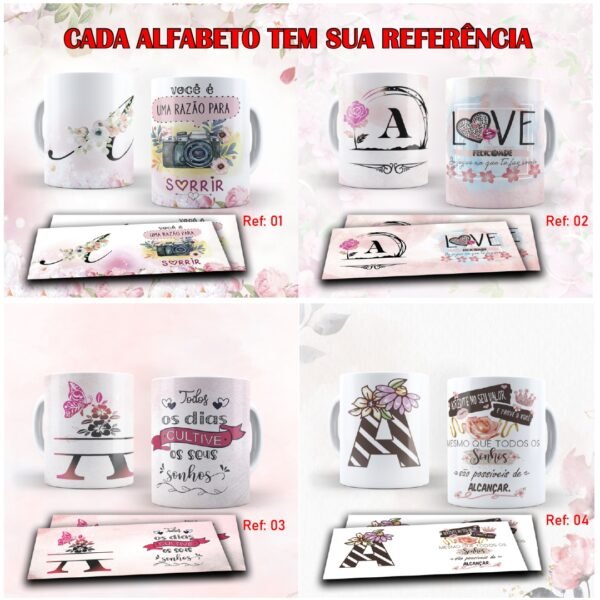 Arte digital para caneca kit alfabeto floral - kit com 50GB - Imagem 13