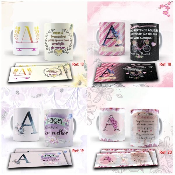 Arte digital para caneca kit alfabeto floral - kit com 50GB - Imagem 4