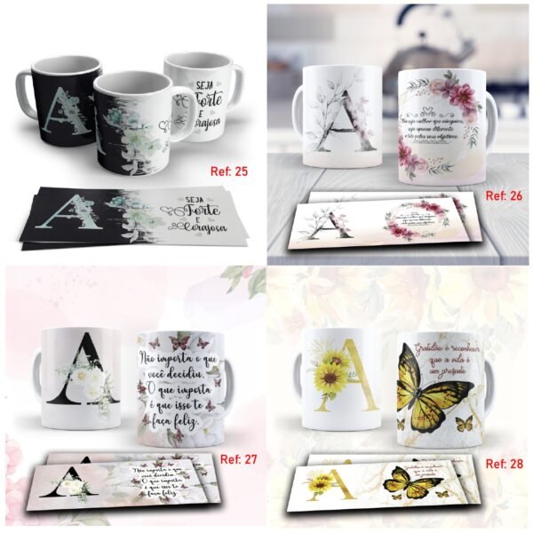 Arte digital para caneca kit alfabeto floral - kit com 50GB - Imagem 6