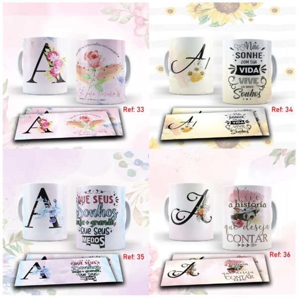 Arte digital para caneca kit alfabeto floral - kit com 50GB - Imagem 8