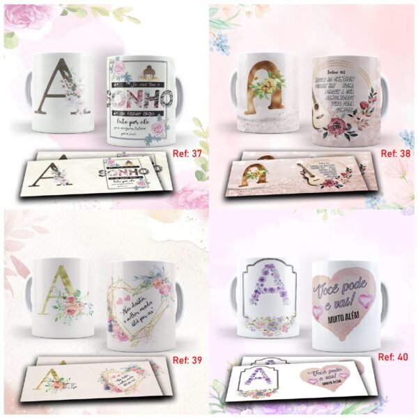 Arte digital para caneca kit alfabeto floral - kit com 50GB - Imagem 9