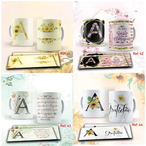Arte digital para caneca kit alfabeto floral - kit com 50GB - Imagem 10