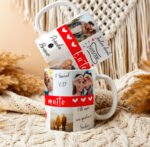 Arte digital para caneca Dia dos namorados sequencia de fotos azul e preto