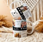 Arte digital para caneca Dia dos namorados sequencia de fotos azul e preto - Imagem 2