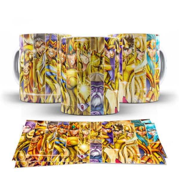 Arte digital para caneca Cavaleiros do zodiaco cavaleiros de ouro - Imagem 1
