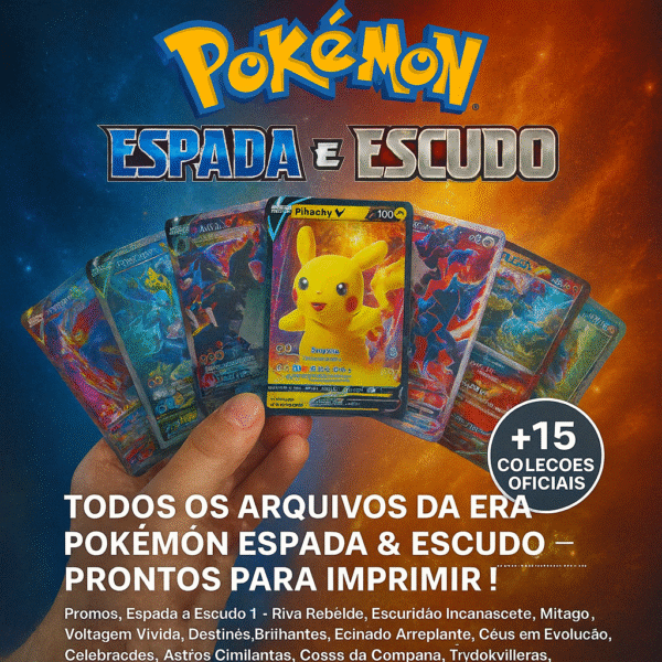 Todos os Arquivos Digitais da Era Pokémon Espada & Escudo — 15 Coleções Oficiais para Download e Impressão!