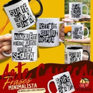 Arte digital para caneca frases minimalistas